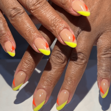 V French géométrique jaune et orange