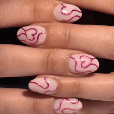 metallic pink nails