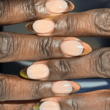 cat eye brown french tip nails