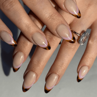 tortoise shell and lavender french nails
