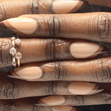 v shaped brown french nails