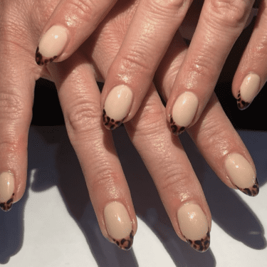 brown animal print french tips