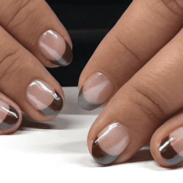 short brown french nails