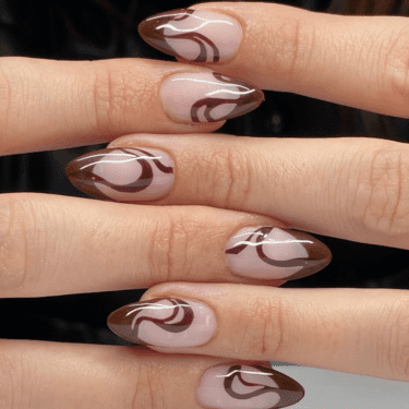 groovy brown french nails